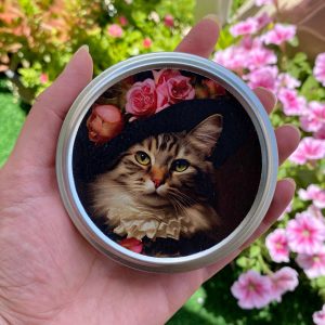 شمع مینیمال قوطی فلزی طرح گربه